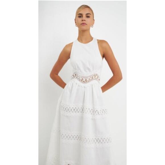 Endless Rose Open Back Lace Trim Open‎ Back Dress White Size Small - Picture 1 of 10